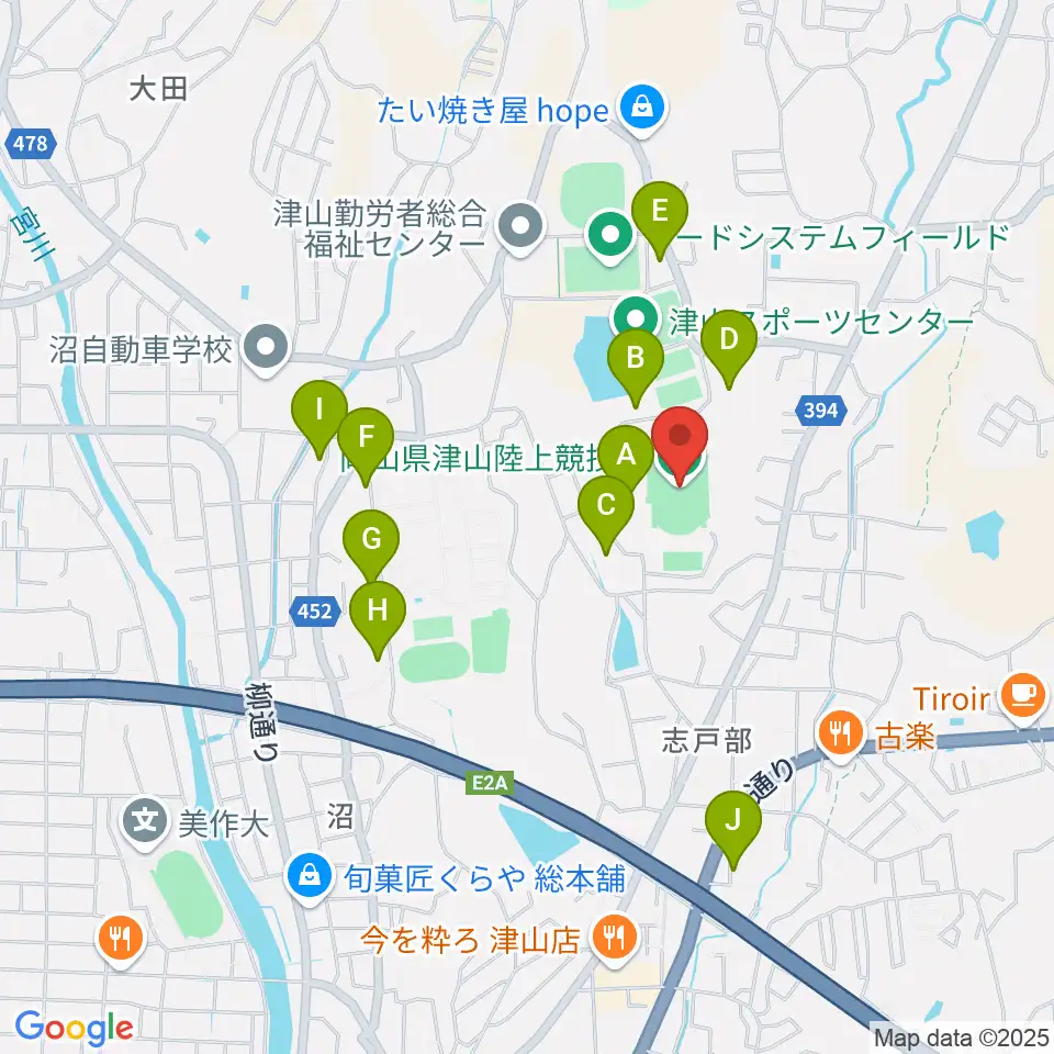 岡山県津山陸上競技場周辺の駐車場・コインパーキング一覧地図