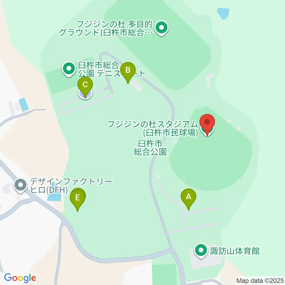 フジジンの杜スタジアム周辺の駐車場・コインパーキング一覧地図