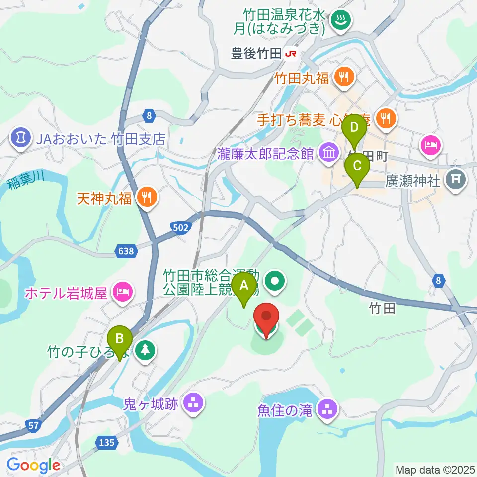 竹田丸福スタジアム周辺の駐車場・コインパーキング一覧地図