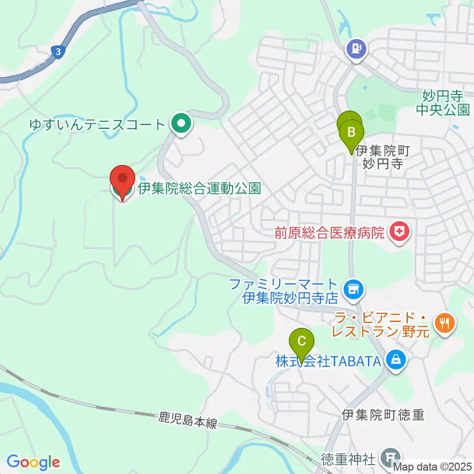 伊集院総合運動公園あいハウジング陸上競技場周辺の駐車場・コインパーキング一覧地図