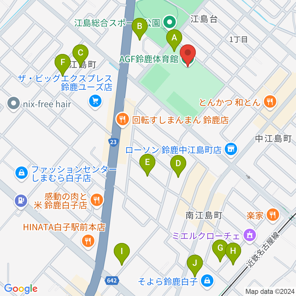 AGF鈴鹿体育館周辺の駐車場・コインパーキング一覧地図