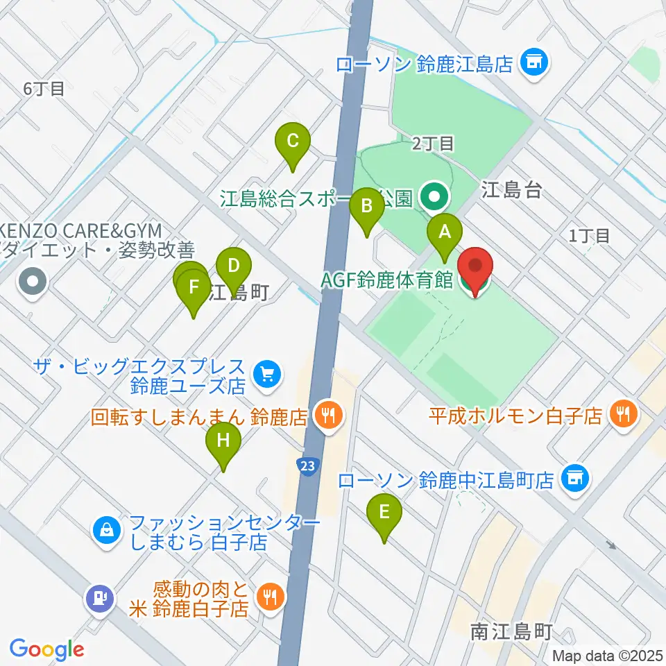 AGF鈴鹿体育館周辺の駐車場・コインパーキング一覧地図