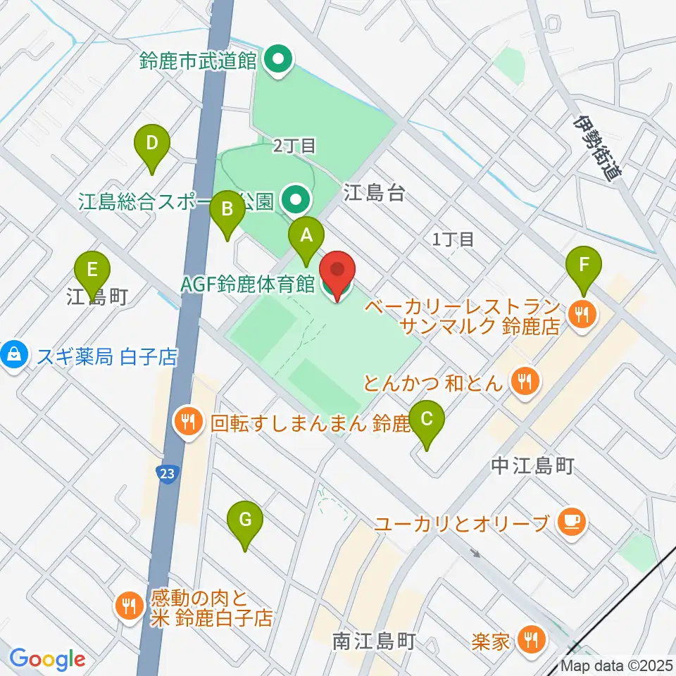 AGF鈴鹿体育館周辺の駐車場・コインパーキング一覧地図