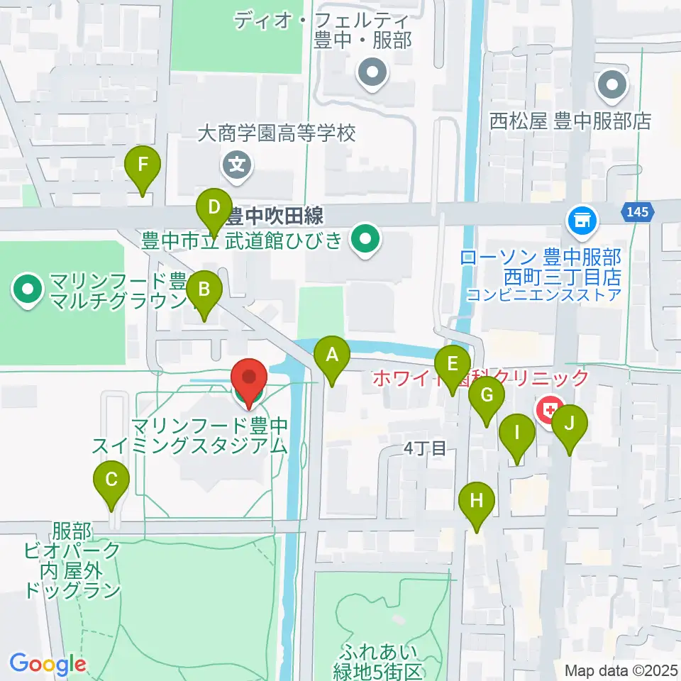 マリンフード豊中スイミングスタジアム周辺の駐車場・コインパーキング一覧地図