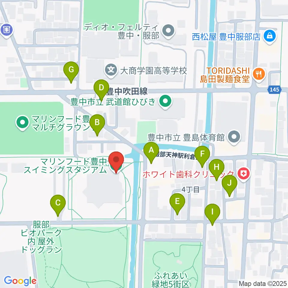マリンフード豊中スイミングスタジアム周辺の駐車場・コインパーキング一覧地図