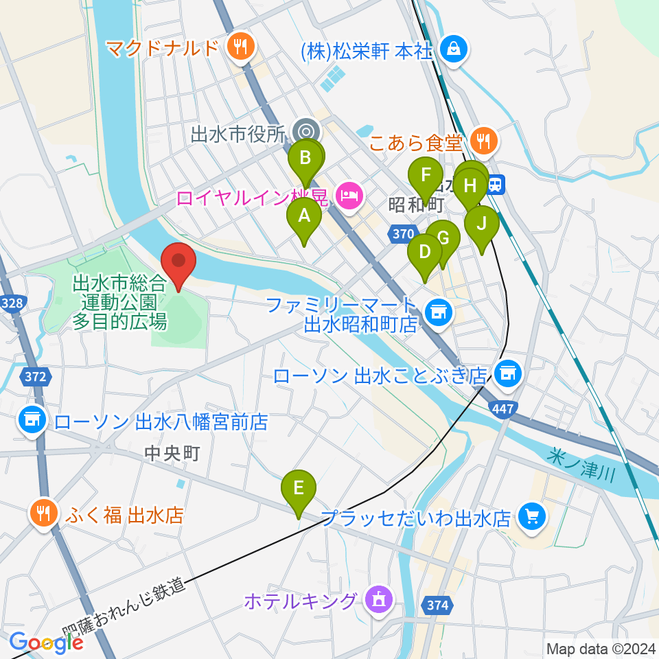 ブルーチップスタジアム周辺の駐車場・コインパーキング一覧地図