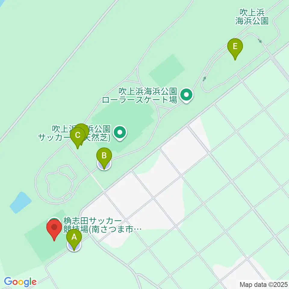 桷志田サッカー競技場周辺の駐車場・コインパーキング一覧地図