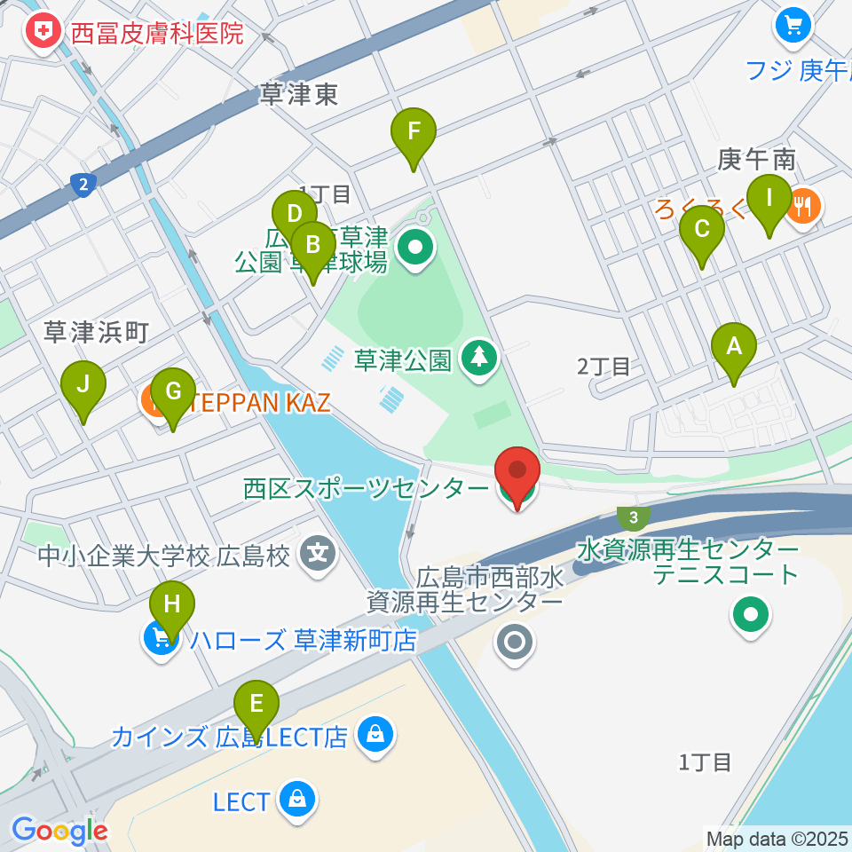 広島市西区スポーツセンター周辺の駐車場・コインパーキング一覧地図