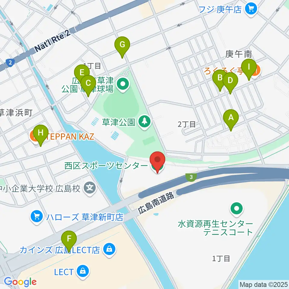 広島市西区スポーツセンター周辺の駐車場・コインパーキング一覧地図