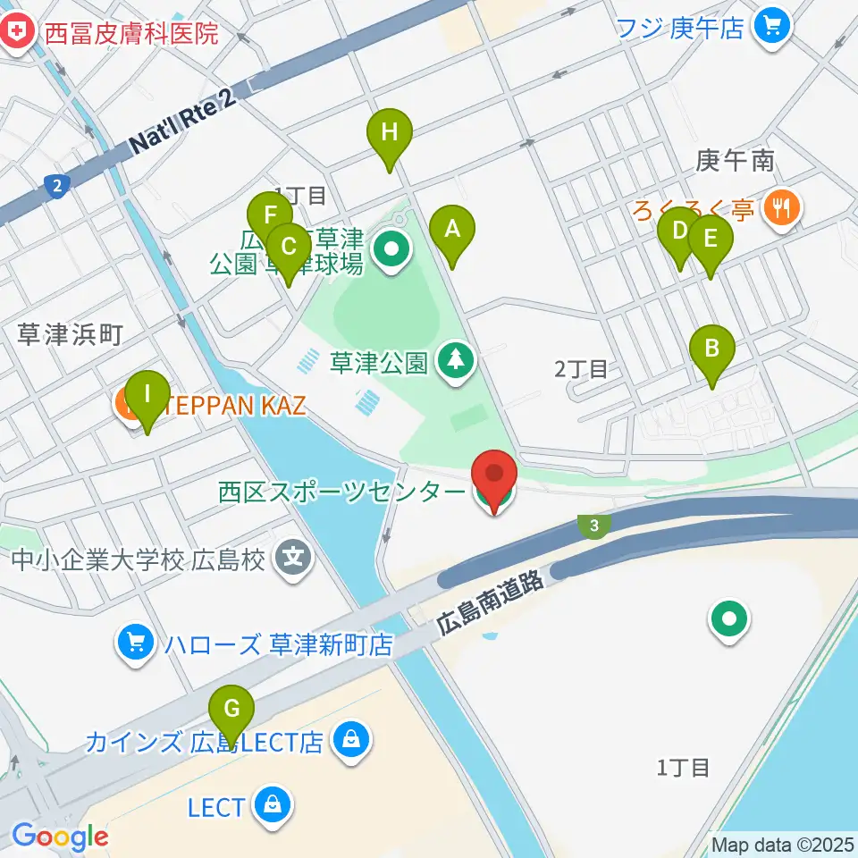 広島市西区スポーツセンター周辺の駐車場・コインパーキング一覧地図