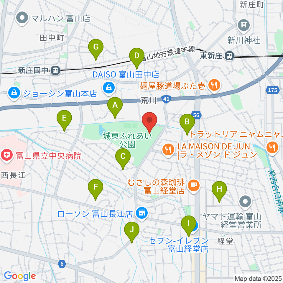 富山市民プール周辺の駐車場・コインパーキング一覧地図