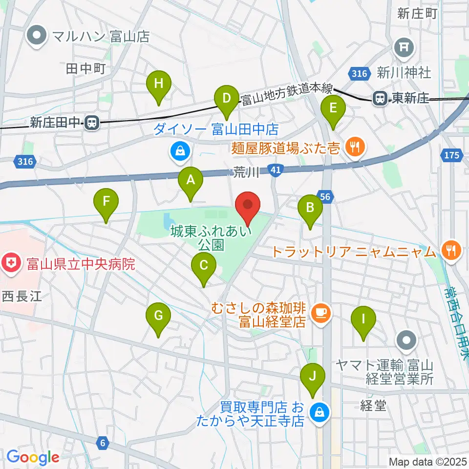 富山市民プール周辺の駐車場・コインパーキング一覧地図