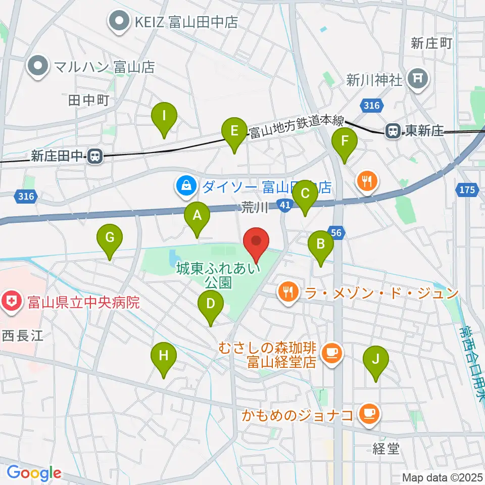 富山市民プール周辺の駐車場・コインパーキング一覧地図