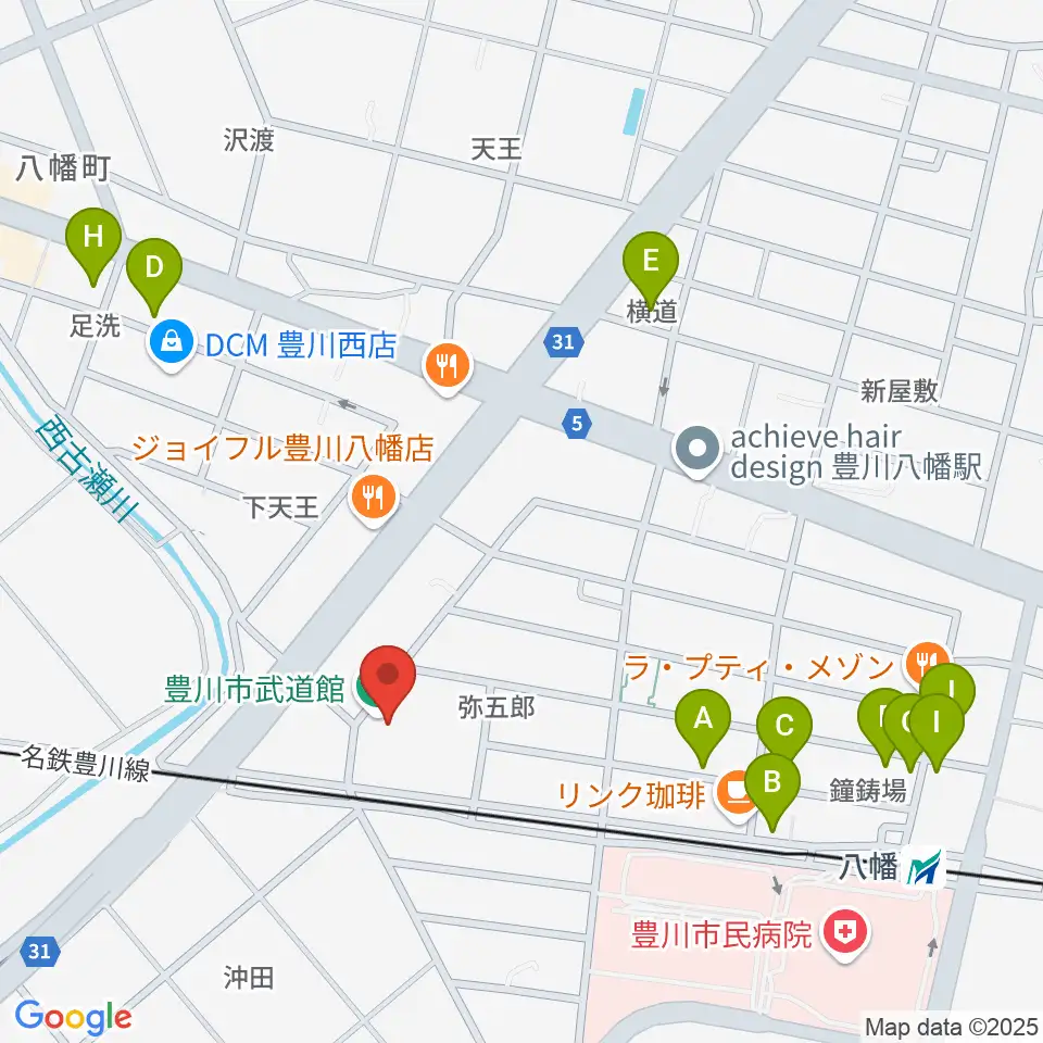 豊川市武道館周辺の駐車場・コインパーキング一覧地図