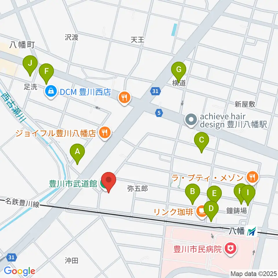 豊川市武道館周辺の駐車場・コインパーキング一覧地図