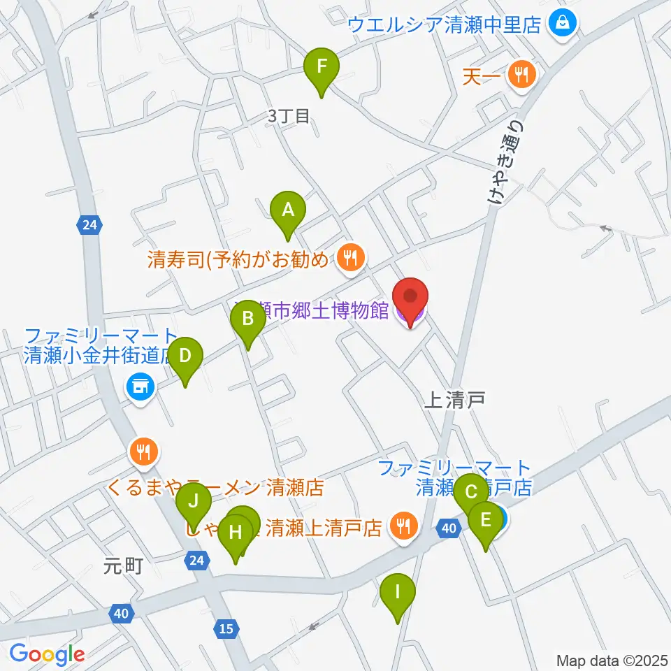 清瀬市郷土博物館周辺の駐車場・コインパーキング一覧地図