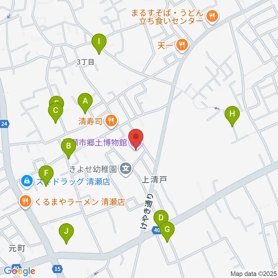 清瀬市郷土博物館周辺の駐車場・コインパーキング一覧地図