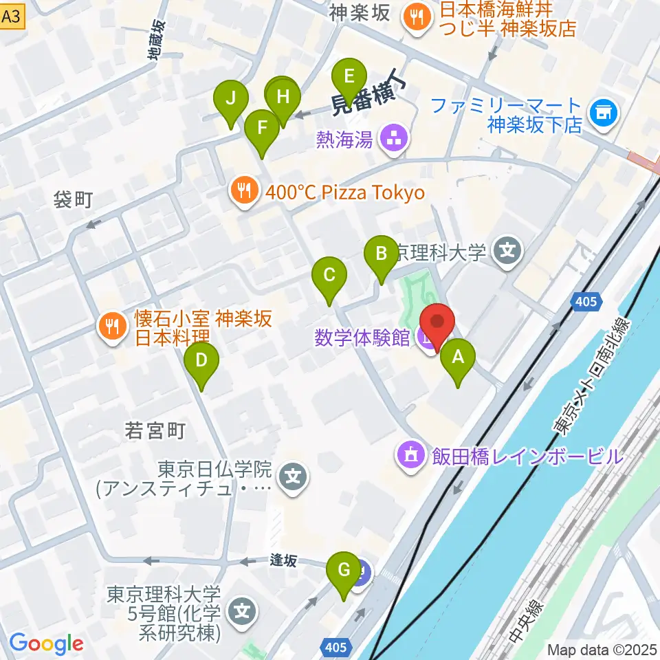 東京理科大学 近代科学資料館周辺の駐車場・コインパーキング一覧地図