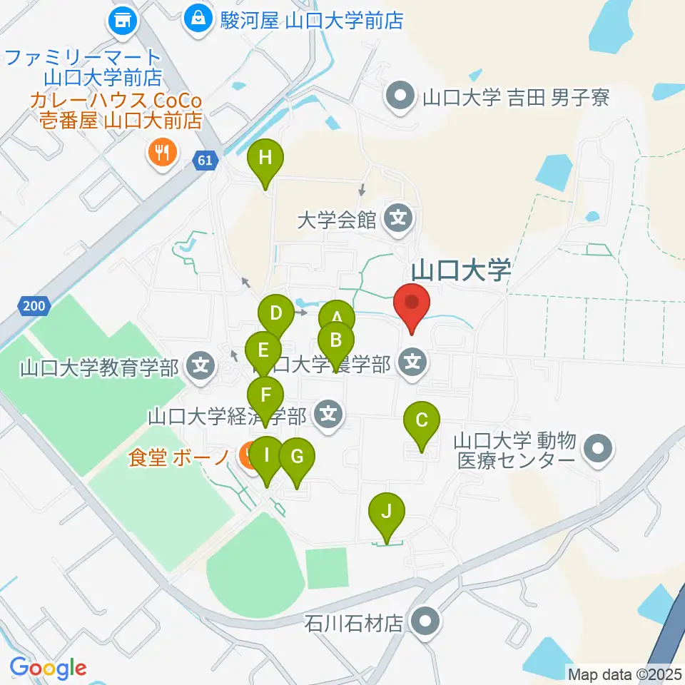 山口大学埋蔵文化財資料館周辺の駐車場・コインパーキング一覧地図