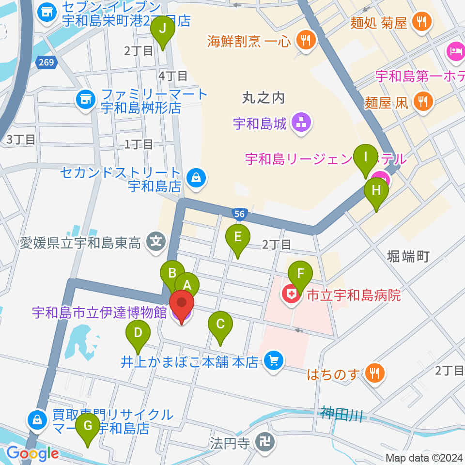 宇和島市立伊達博物館周辺の駐車場・コインパーキング一覧地図