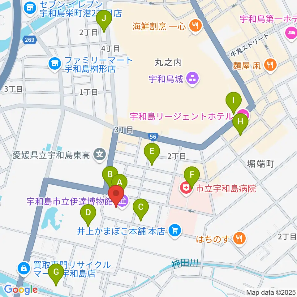 宇和島市立伊達博物館周辺の駐車場・コインパーキング一覧地図