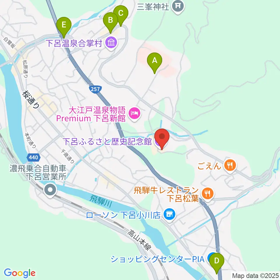 下呂ふるさと歴史記念館周辺の駐車場・コインパーキング一覧地図