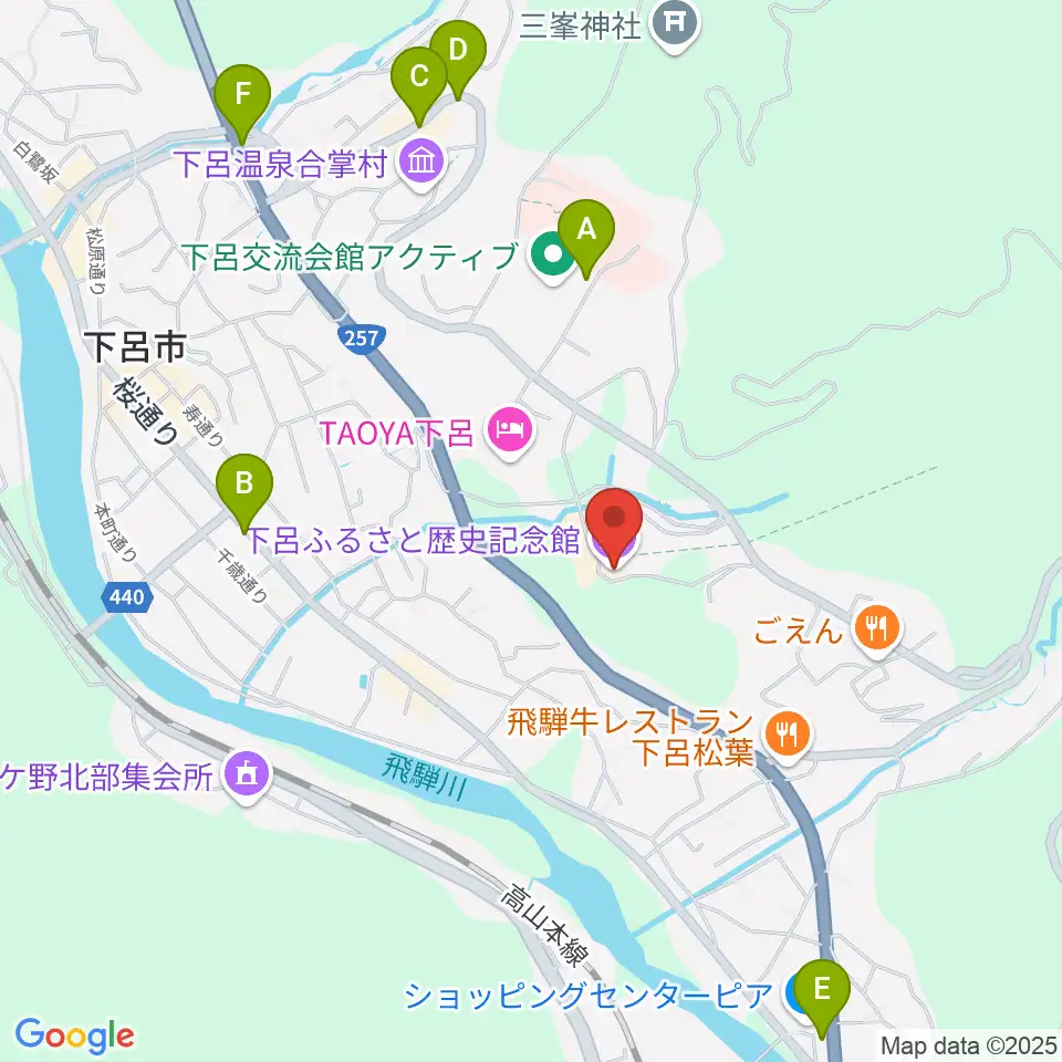 下呂ふるさと歴史記念館周辺の駐車場・コインパーキング一覧地図