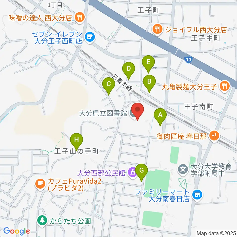 大分県立先哲史料館周辺の駐車場・コインパーキング一覧地図