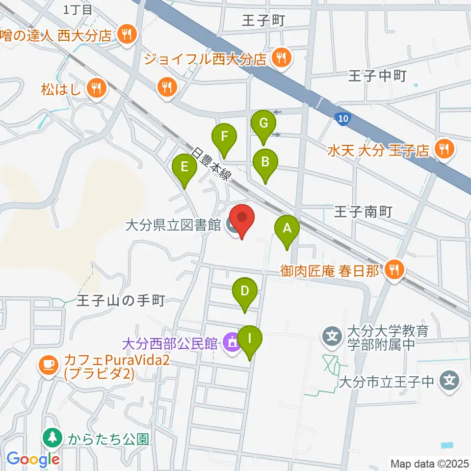 大分県立先哲史料館周辺の駐車場・コインパーキング一覧地図
