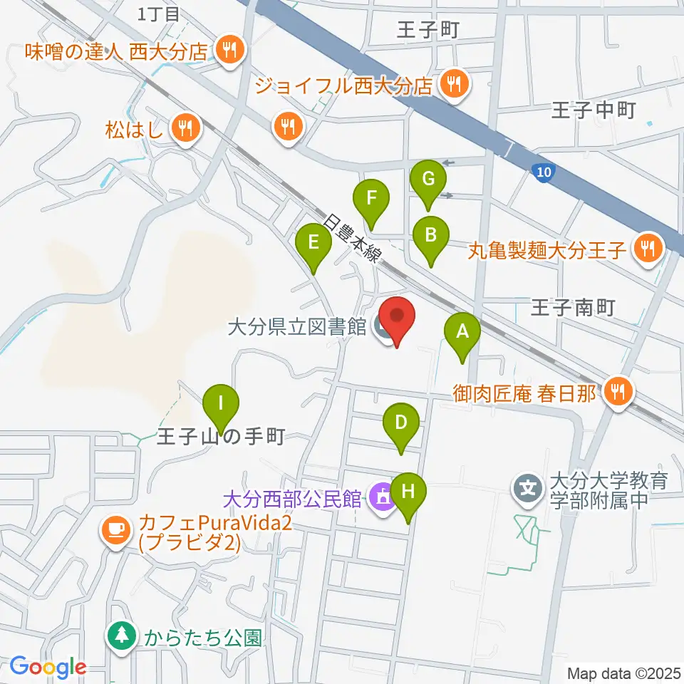 大分県立先哲史料館周辺の駐車場・コインパーキング一覧地図