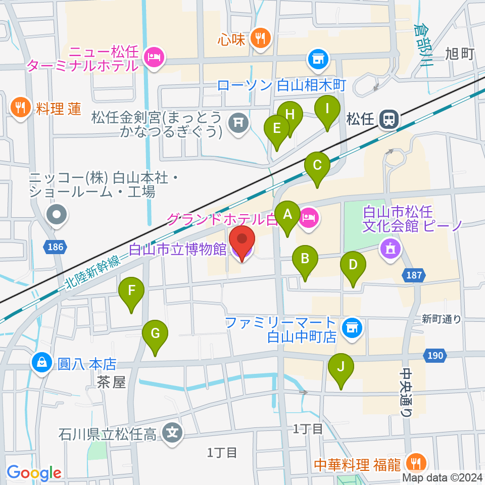 白山市立博物館周辺の駐車場・コインパーキング一覧地図