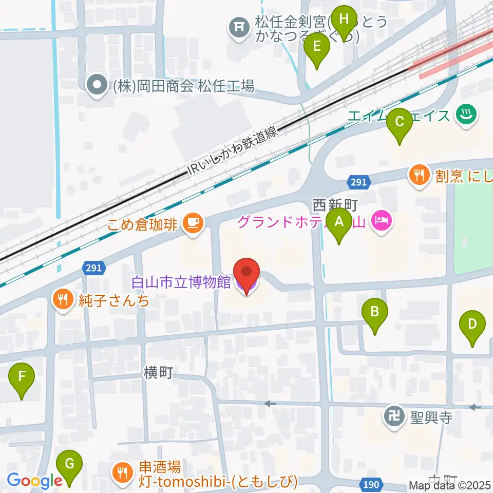 白山市立博物館周辺の駐車場・コインパーキング一覧地図