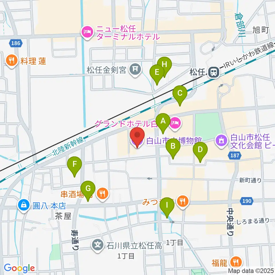 白山市立博物館周辺の駐車場・コインパーキング一覧地図