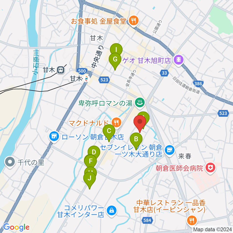 甘木歴史資料館周辺の駐車場・コインパーキング一覧地図