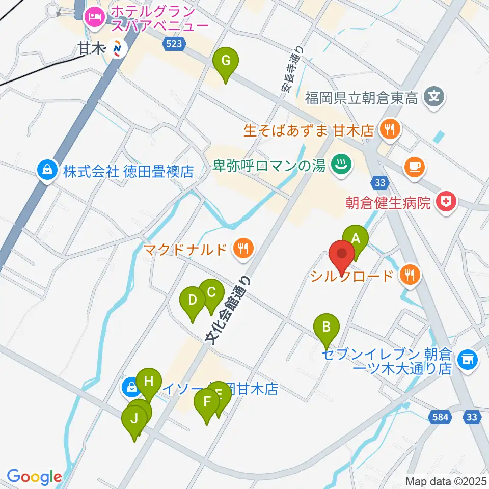 甘木歴史資料館周辺の駐車場・コインパーキング一覧地図