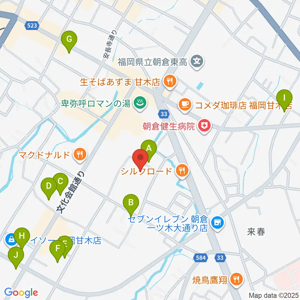 甘木歴史資料館周辺の駐車場・コインパーキング一覧地図