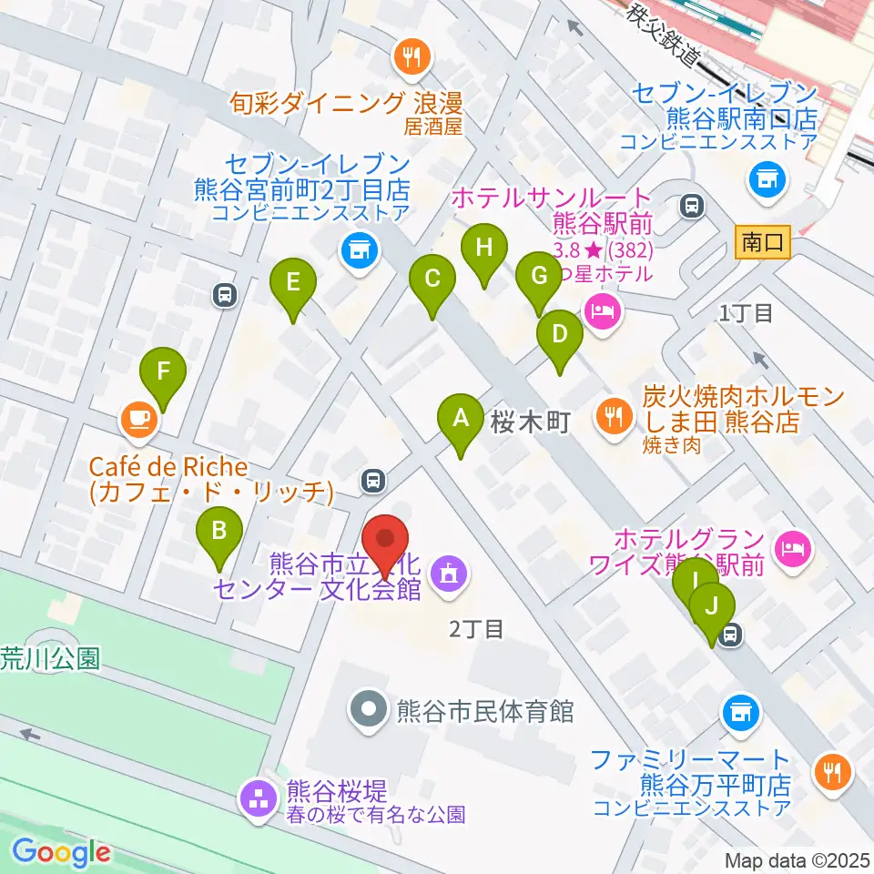 熊谷図書館 美術・郷土資料展示室周辺の駐車場・コインパーキング一覧地図