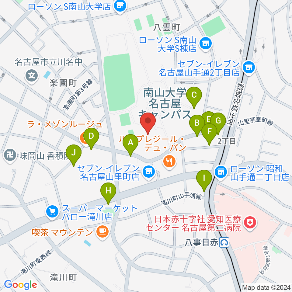 南山大学人類学博物館周辺の駐車場・コインパーキング一覧地図