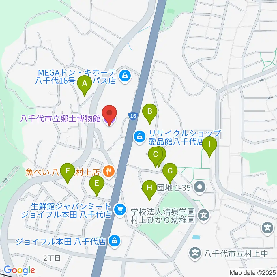 八千代市立郷土博物館周辺の駐車場・コインパーキング一覧地図