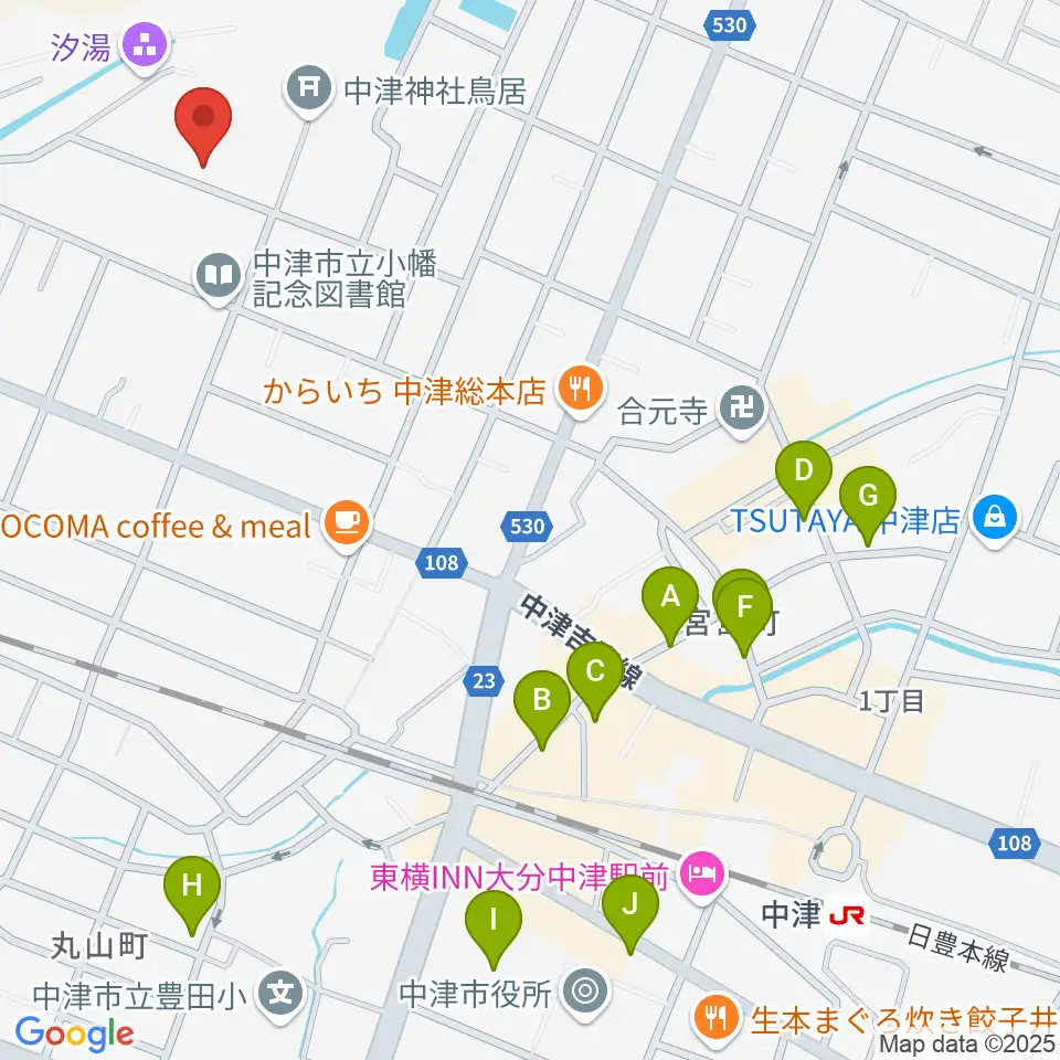 中津市歴史博物館周辺の駐車場・コインパーキング一覧地図