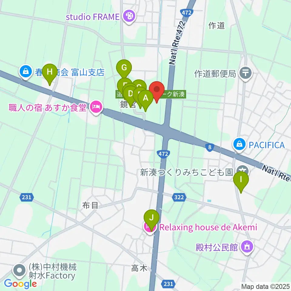 射水市新湊博物館周辺の駐車場・コインパーキング一覧地図