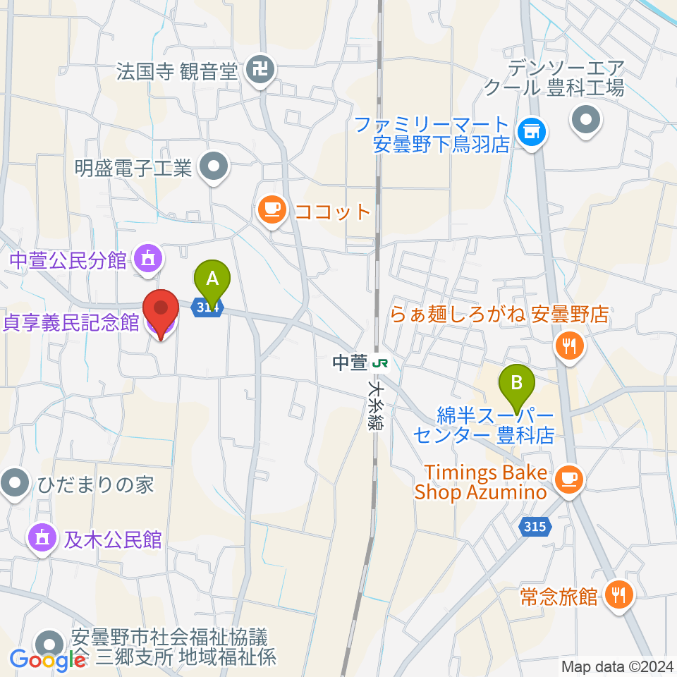 貞享義民記念館周辺の駐車場・コインパーキング一覧地図