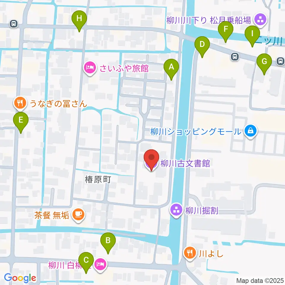 柳川古文書館周辺の駐車場・コインパーキング一覧地図