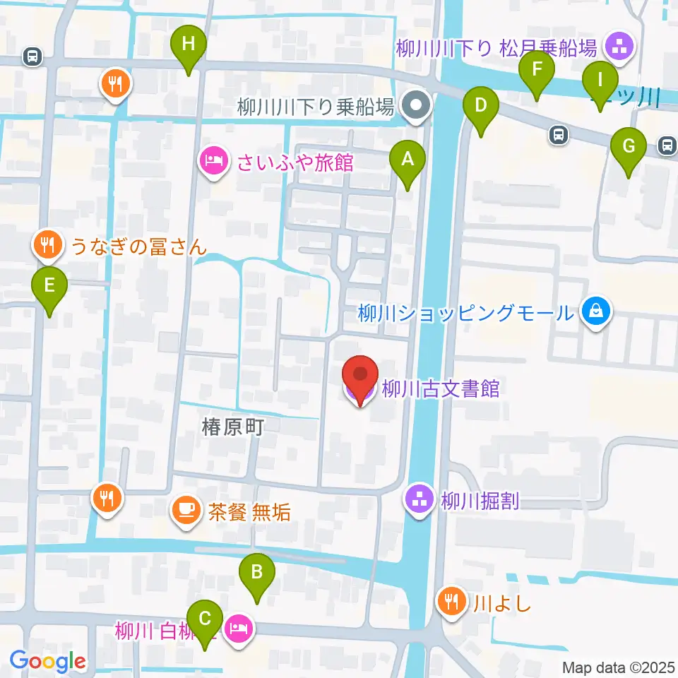 柳川古文書館周辺の駐車場・コインパーキング一覧地図