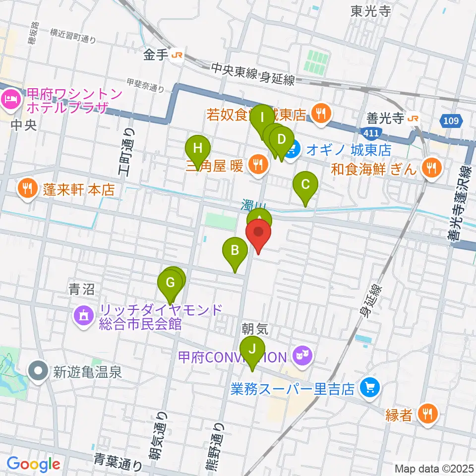 山梨平和ミュージアム 石橋湛山記念館周辺の駐車場・コインパーキング一覧地図