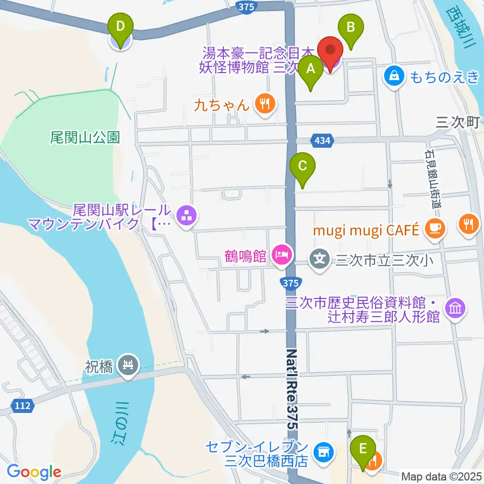 三次もののけミュージアム周辺の駐車場・コインパーキング一覧地図