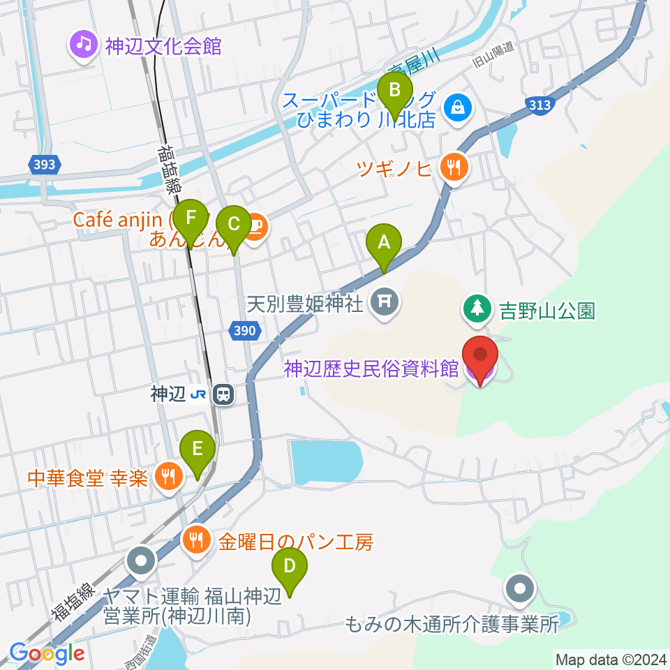 福山市神辺歴史民俗資料館周辺の駐車場・コインパーキング一覧地図