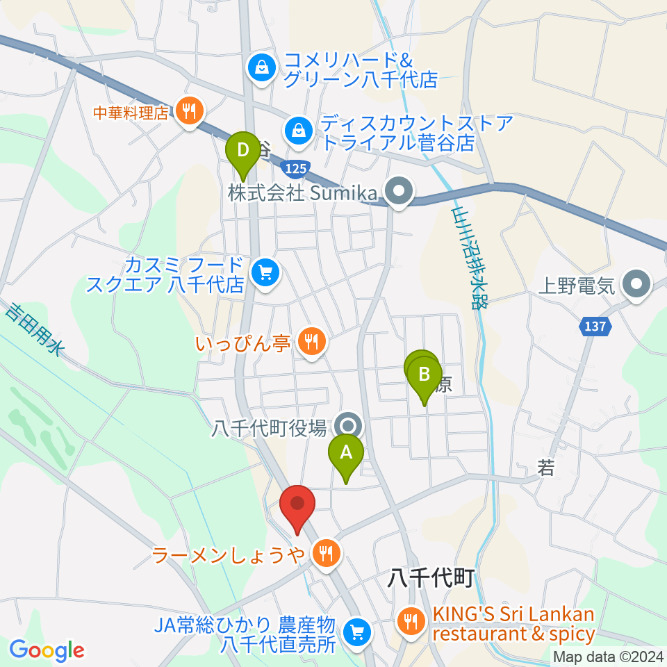 八千代町歴史民俗資料館周辺の駐車場・コインパーキング一覧地図