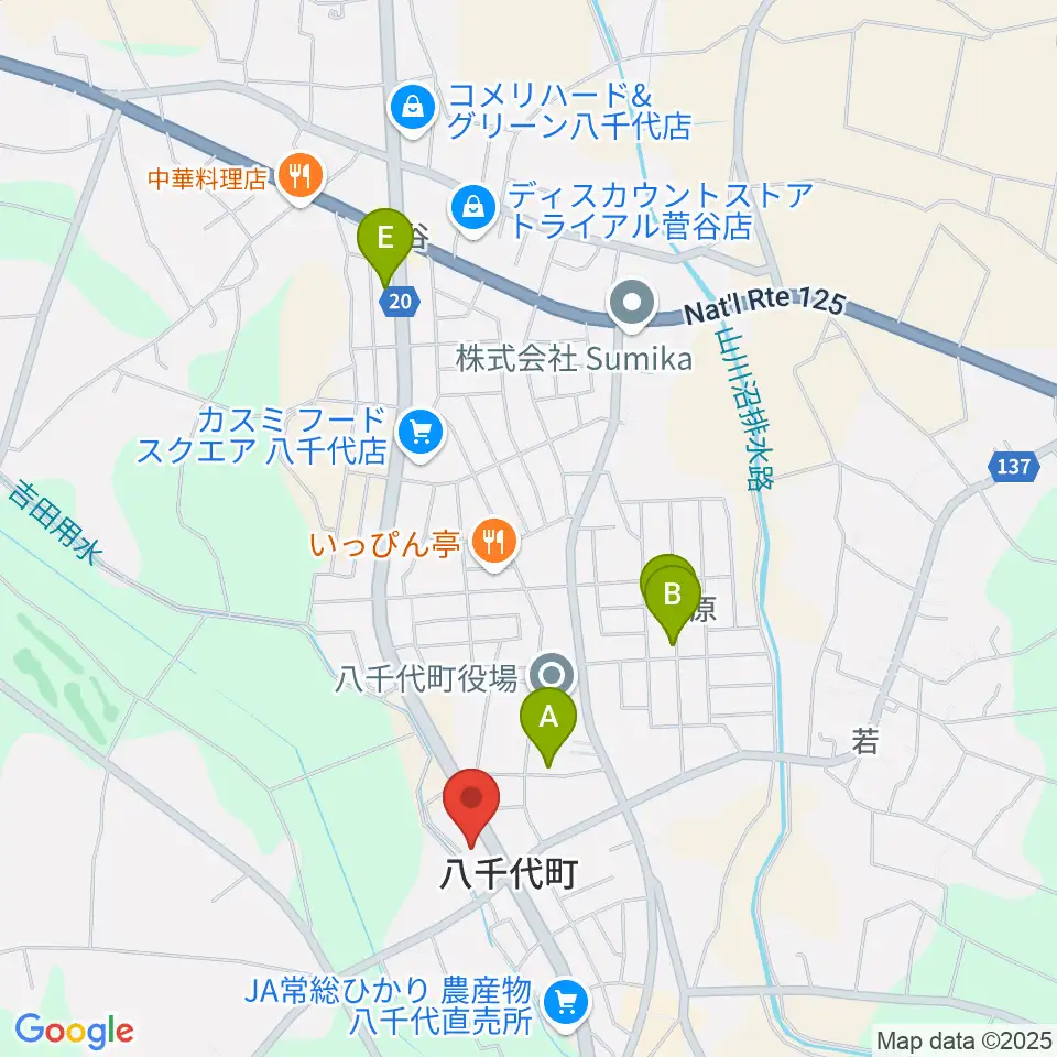 八千代町歴史民俗資料館周辺の駐車場・コインパーキング一覧地図