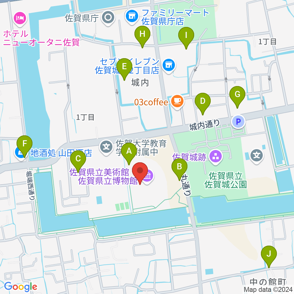 佐賀県立博物館周辺の駐車場・コインパーキング一覧地図